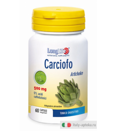 Longlife Carciofo 500mg tonico digestivo 60 capsule vegetali