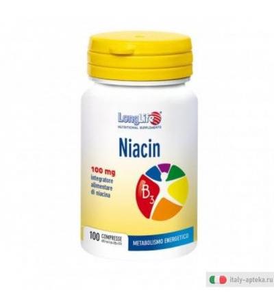 Longlife Niacin integratore alimentare utile per stanchezza e affaticamento 100 compresse