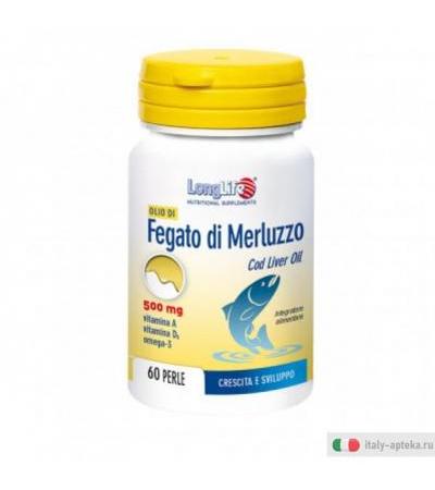 Longlife Olio di Fegato di Merluzzo 500mg crescita e sviluppo 60 perle