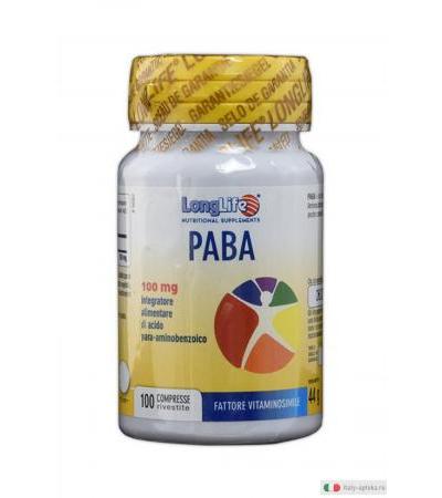 LongLife PABA 100mg Integratore antiossidante 100 Compresse
