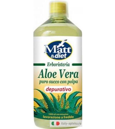 Matt&diet Aloe vera puro succo di polpa depurativo 1 Litro