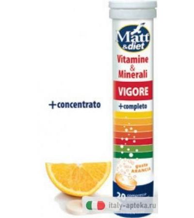 Matt&diet Vigore Vitamine&Minerali 20 compresse effervescenti gusto arancia