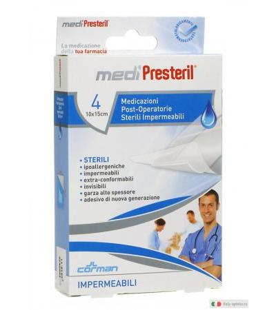 MediPresteril 4 medicazioni post-operatorie impermeabili 10x15cm