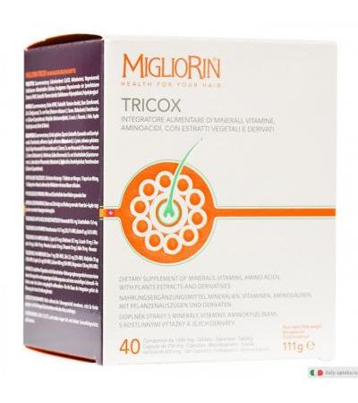 Migliorin Tricox integratore alimentare utile per il benessere dei capelli 40 compresse +40 capsule +40 gellule