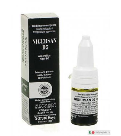 Nigersan D5 Gocce Sanum soluzione per uso orale, cutaneo ed inalatorio 10 ml medicinale omeopatico