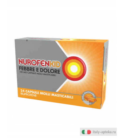 Nurofenkid Febbre e Dolore Ibuprofene 24 capsule molli masticabili