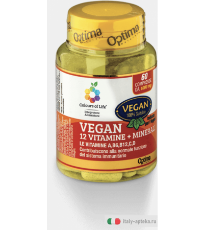 Optima Colours of Life Vegan 12 Vitamine + Minerali 60 compresse
