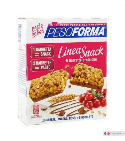 PesoForma Linea snack cereali, mirtilli rossi e cioccolato 6 barrette proteiche