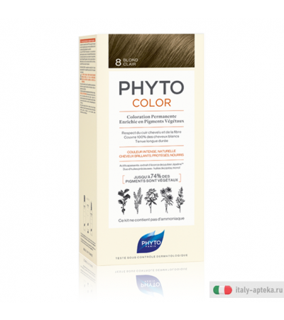 PhytoColor Colorazione Permanente a base di pigmenti vegetali n.8 Biondo Chiaro