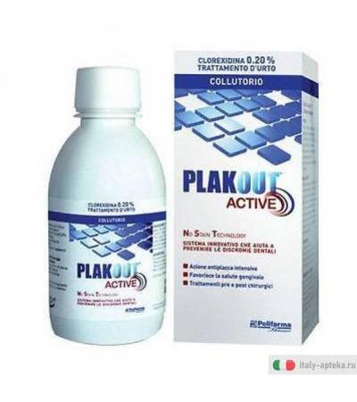 Plakout Active Collutorio clorexidina 0.20% trattamento d'urto 200ml gusto gradevole