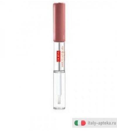 Pupa Made to Lip Duo Rossetto liquido Colore&Topcoat waterproof n. 011 Natural Brown