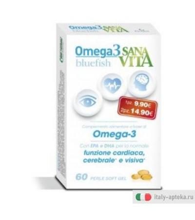 Sanavita Omega3 Bluefish integratore alimentare utile per la funzionalità cardiaca e cerebrale 60 perle