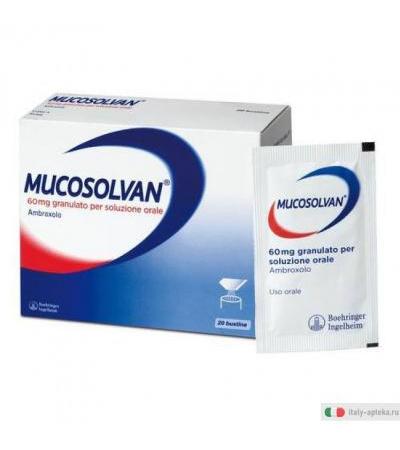 Sanofi Mucosolvan Ambroxolo 60mg granulato per soluzione orale 20 bustine