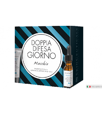 SkinCeuticals Kit Doppia Difesa Giorno Macchie Philoretin Cf 15ml+Ultra Facial defense Spf 50+ 15ml