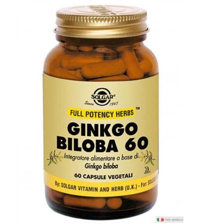 Solgar Ginkgo Biloba 60 funzionalità del microcircolo 60 capsule vegetali