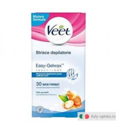 Veet Easy-Gelwax Strisce Depilatorie per corpo e gambe per pelli sensibili 30 pezzi