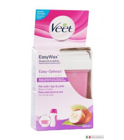 Veet Easy-Wax Cera Ricarica roll-on elettrico per tutti i tipi di pelle al burro di karité