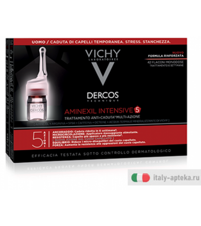 Vichy Dercos Uomo Aminexil Intensive 5 trattamento anti-caduta multi-azione 21 fiale monodose