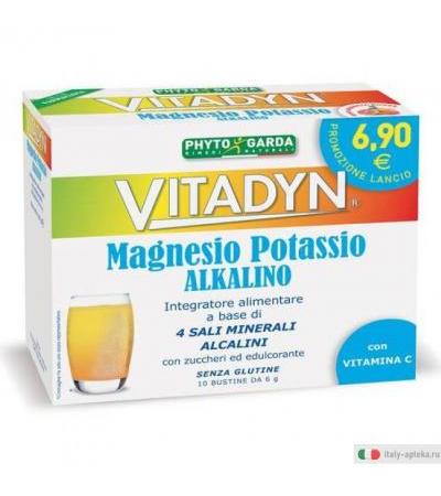 Vitadyn MG+K Alkalino integratore alimentare utile per le difese immunitarie e per la pressione sanguigna 10 bustine