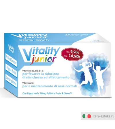 Vitality Junior integratore alimentare utile per stanchezza ed affaticamento OFFERTA SPECIALE 2x12 stick pack