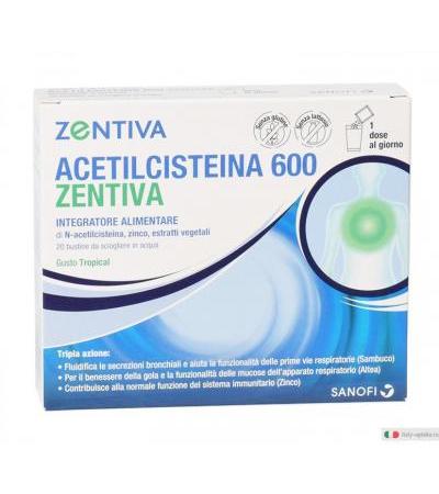 Zentiva Acetilcisteina 600 benessere delle vie respiratorie gusto Tropical 20 bustine