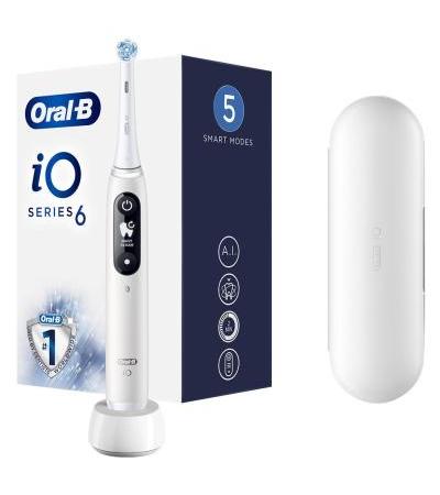Oral-B iO - 6 - Spazzolino Elettrico Ricaricabile Bianco con Custodia da Viaggio