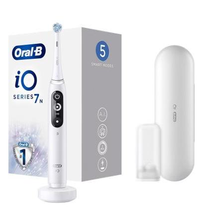 Oral-B iO - 7n - Spazzolino Elettrico Ricaricabile Bianco Con Tecnologia Magnetica Rivoluzionaria + Custodia da Viaggio Premium