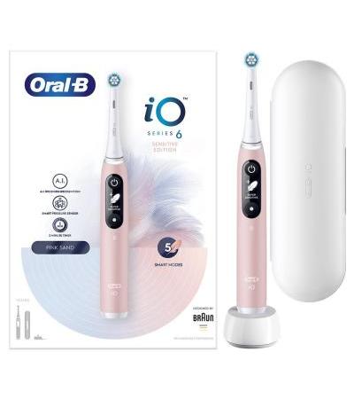 Oral-B iO - 6 - Spazzolino Elettrico Ricaricabile Rosa Edizione Sensitive con Custodia Da Viaggio